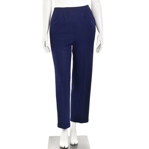 ST. JOHN Dark Blue Santana Knit Wool Blend Knit Trousers Pants Women’s Size 12 - Picture 1 of 12